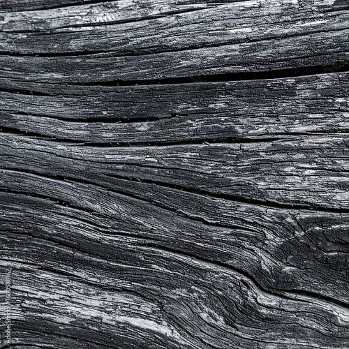 Close-up view of a dark, charcoal-toned wood texture exhibiting intricate grain patterns and natural wood markings.
