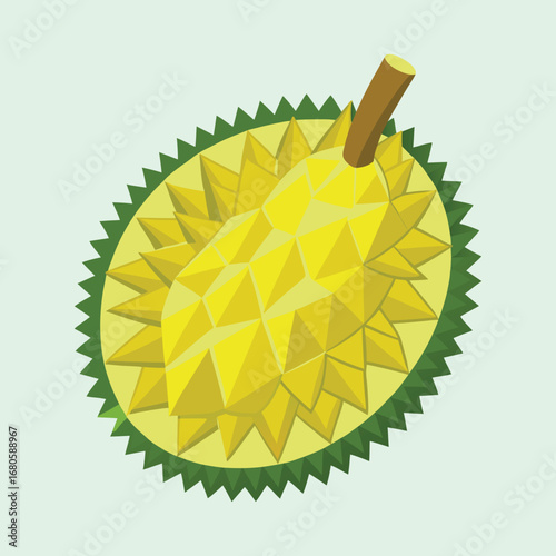 Geometric Style Durian Fruit Illustration on a Light Background Design