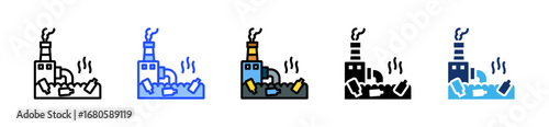 Industrial Waste Icon Collection With Multiple Styles