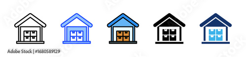 Storage Warehouse Icon Collection With Multiple Styles