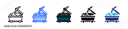 Coal Mining Icon Collection With Multiple Styles
