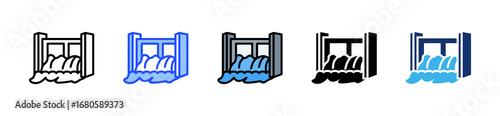 Hydroelectric Dam Icon Collection With Multiple Styles