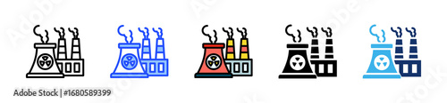 Nuclear Plant Icon Collection With Multiple Styles