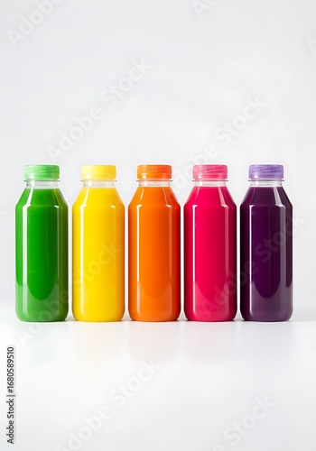 Colorful juice bottles display