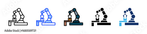 Robot Arm Icon Collection With Multiple Styles