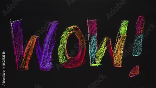 Vibrant animated wow text in colorful stopmotion loop