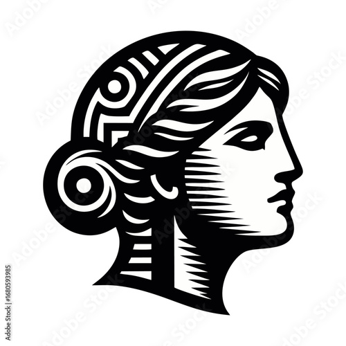 Stylized Classical Woman Head Profile Vector Illustration