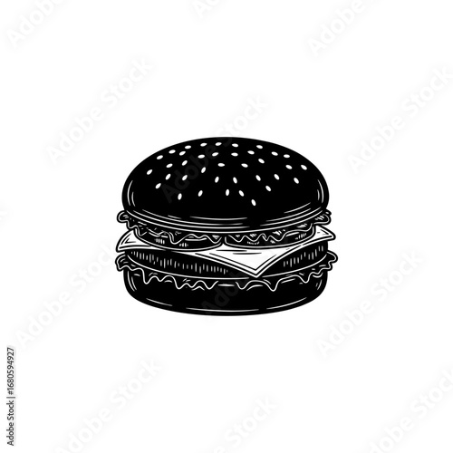 Burger silhouette icon logo flat vector design