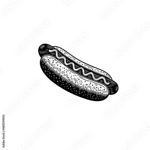 Hot dog silhouette icon logo flat vector design