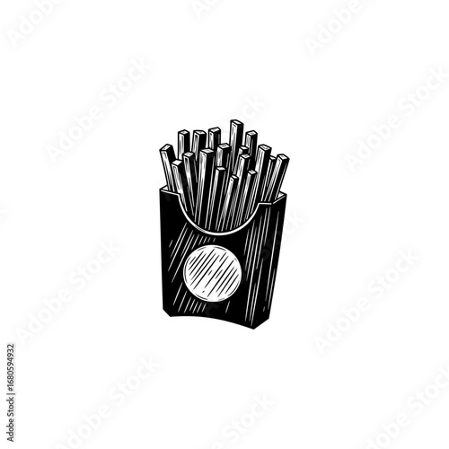French fries silhouette icon logo flat vector design