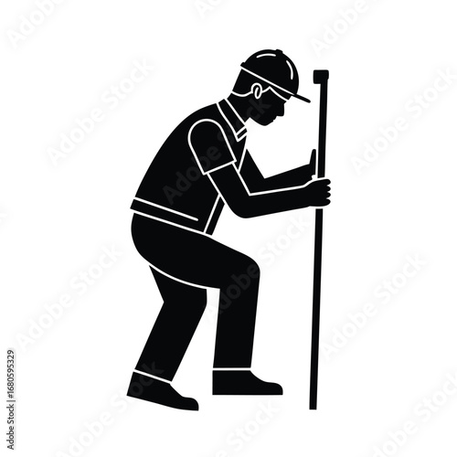 Worker Taking Measurements Engineering Illustration