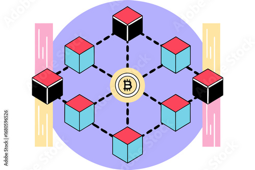 Abstract cryptocurrency blockchain network vector illustration digital currency technology concept