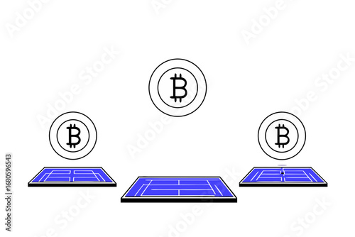 Abstract bitcoin cryptocurrency network connection digital finance technology illustration