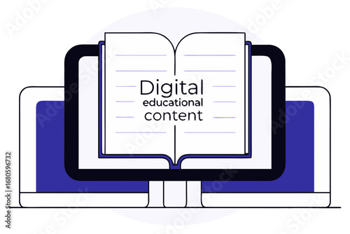 Modern digital educational content icon representing online learning and knowledge acquisition