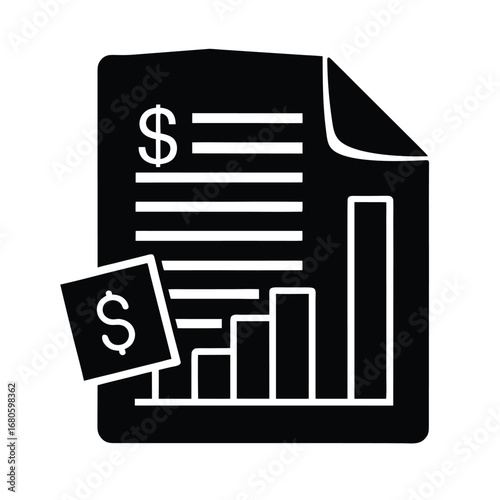 Document with Financial Graph Icon Vector Design