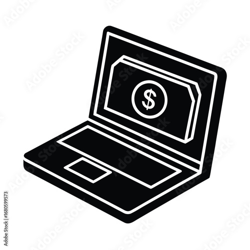 Laptop with Money Transaction Icon Vector Design
