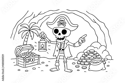 children coloring on the theme of pirates vector