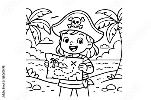 children coloring on the theme of pirates vector