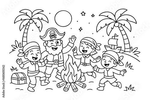 children coloring on the theme of pirates vector