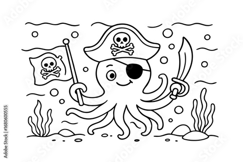 children coloring on the theme of pirates vector