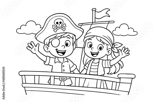 children coloring on the theme of pirates vector
