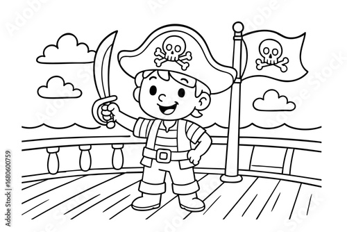 children coloring on the theme of pirates vector