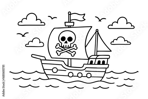 children coloring on the theme of pirates vector