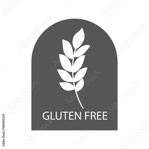 Gluten free icon, dietary food badge. Minimal line grain organic design. Gluten free sign or stamp. Wheat symbol.