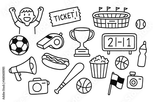 Team Unity Doodles. Hand-drawn doodle illustration collective effort and support group of people, handshake, team huddle, shared