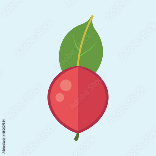 Vector drawing of a radish with a leaf on a pastel background