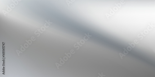 Silver foil background with metal mirror texture. Chrome gradient surface with light gloss. Vector aluminum grey sheet with reflection. Platinum and titanium abstract best seller