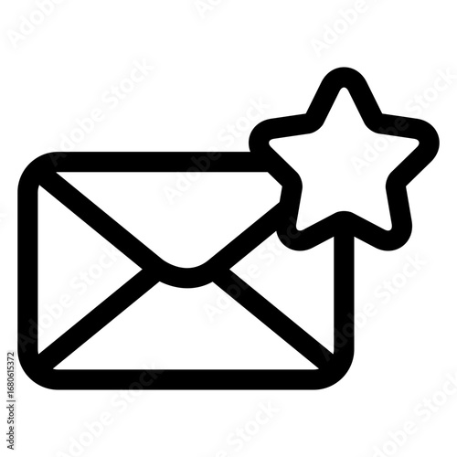 Icono de sobre con líneas con estrella, para comunicación por correo electrónico. Logo mensajes favoritos 