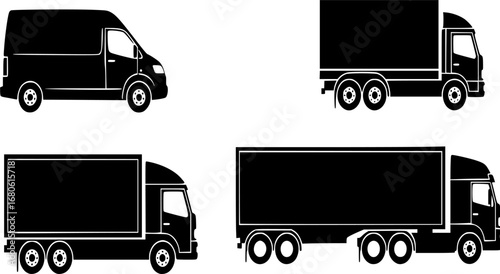 van, truck and lorry icon. simple flat design