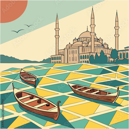 vector illustration of mosque in istanbul