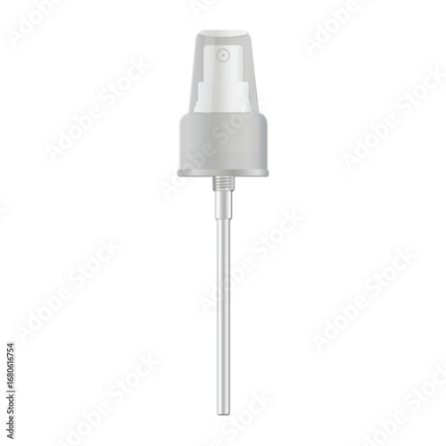 dispenser,spray,pump realistic vector illustration of a plastic transparent spray dispenser pump head with long straw tube