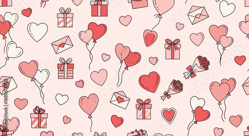 Romantic Valentine Background Vector with Roses and Pink Gradient