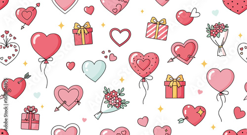 Romantic Valentine Background Vector with Roses and Pink Gradient