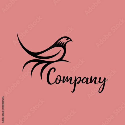A sleek, modern, and clean logo design featuring a stylized bird. The minimalist approach uses simple lines and elegant curves to create a graceful, versatile, and memorable icon.