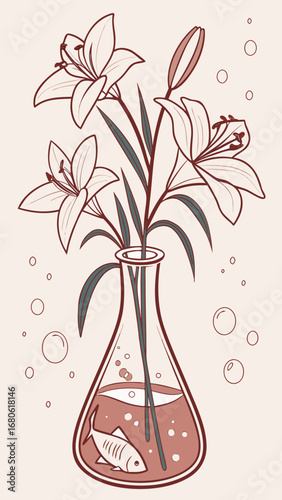 vector illustration of a vase with flowers