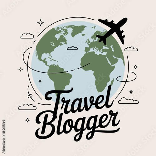 Travel Blogger Globe Airplane Badge