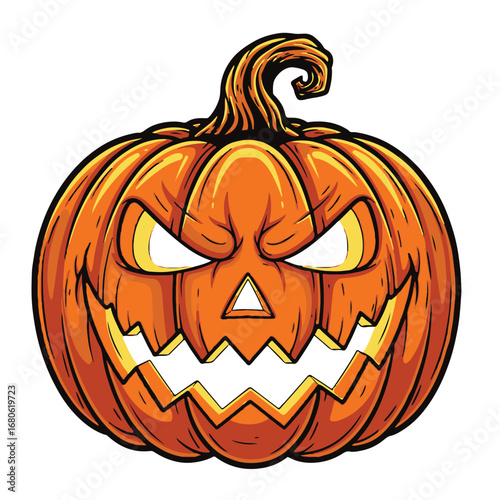 Scary jack o lantern for halloween isolated on white background