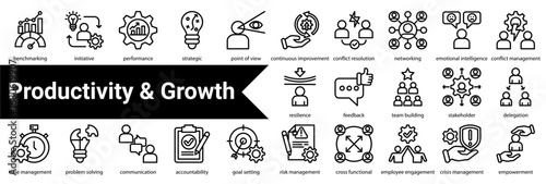 Productivity And Growth icon sheet collection
