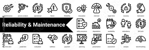 Reliability And Maintenance icon sheet  collection