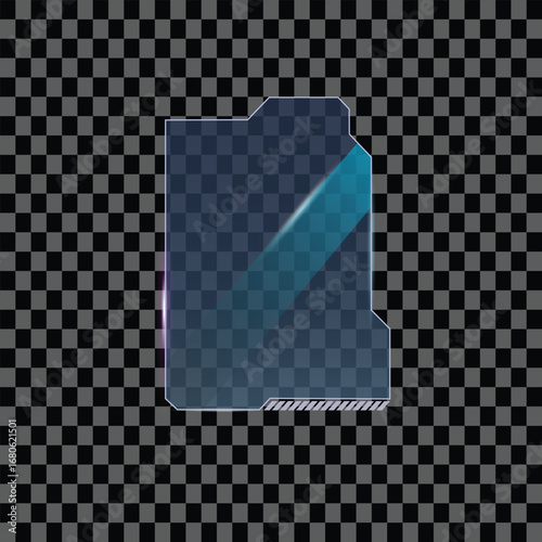 Memory,card,icon design with glossy blue transparent effect modern digital storage element representing data transfer device futuristic technology concept for electronic communication systems