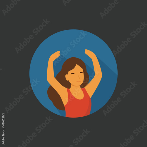 Ballet Dancer Illustration – Female Character Practicing Classical Dance Pose in Flat Design