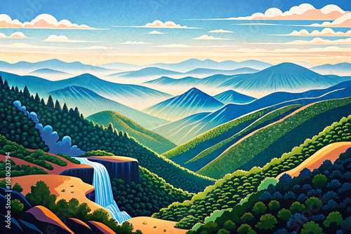 Shenandoah National Park Virginia, rolling mountains, waterfalls, Appalachian trail, hidden scenic American beauty