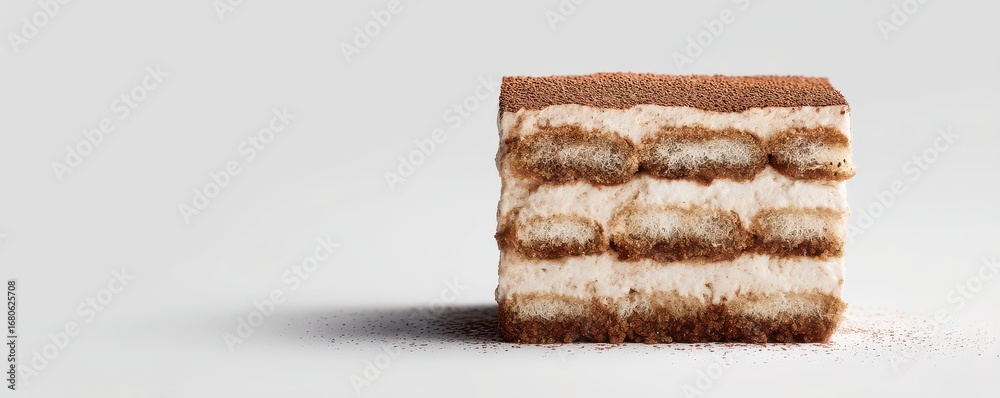 Fototapeta premium Foodie culture concept shows Layered dessert with a textured appearance on a minimalistic background.