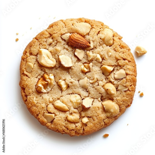 Top view crunchy almond cookie isolated iwhite background