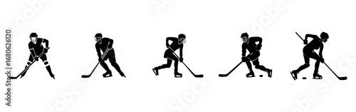 Ice Hockey Player Skating with Puck Vector Icon
