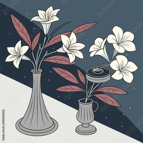 vector illustration of a vase with flowers